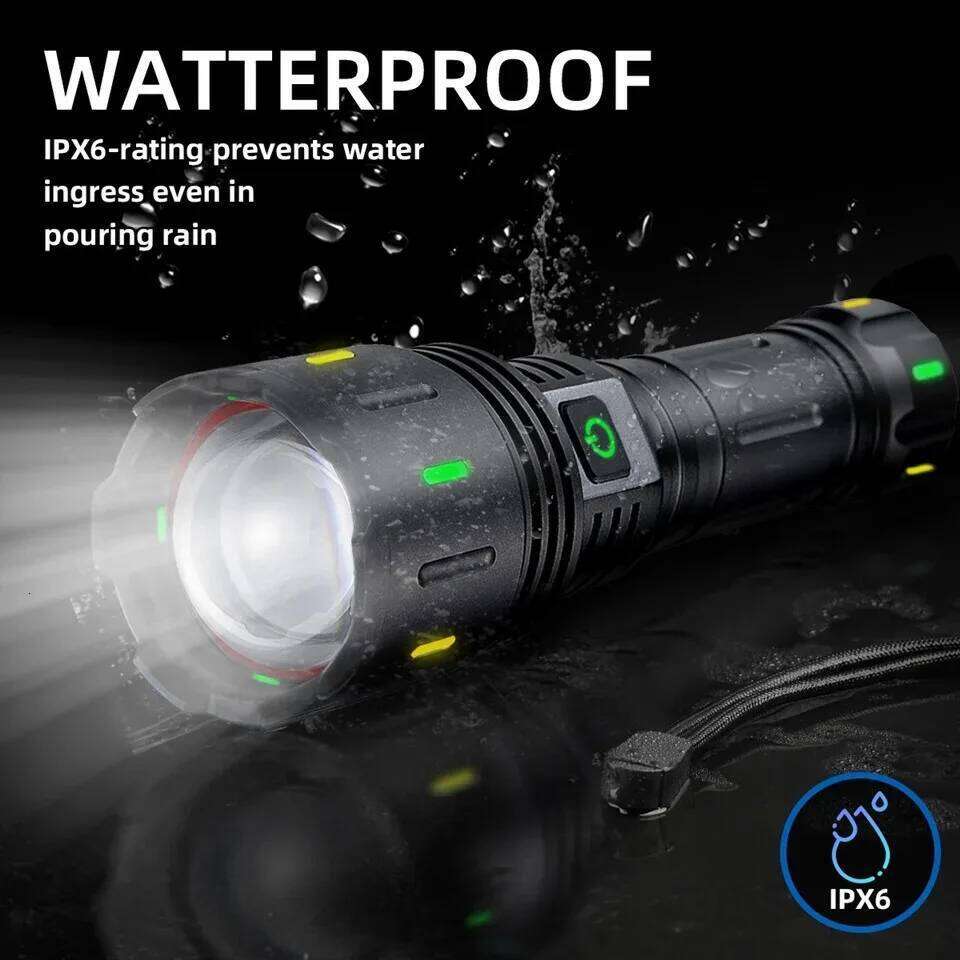 High Power LED Flashlight Super Bright Spotlight Lantern USB Rechargeable Powerful Tactical Torch With Fluorescent Strong Light Z260301