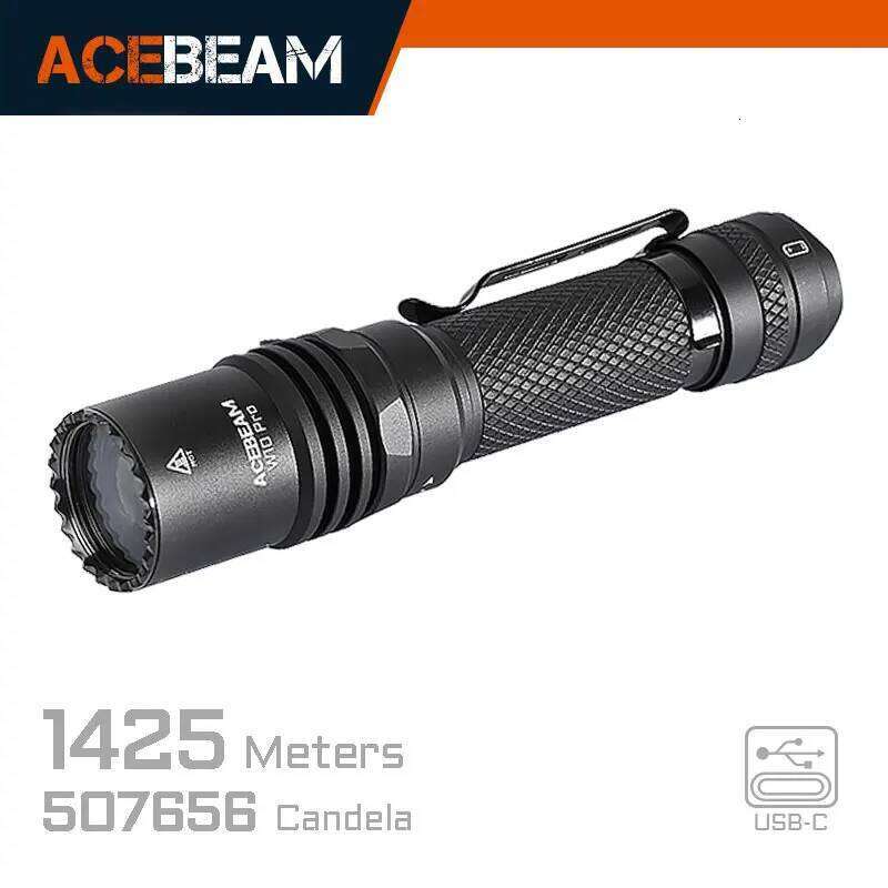 ACEBEAM W10 pro LEP 1425M Long Range 750 Lumens Flashlight with 21700 USB-C port Rechargeable and Replaceable Battery Z260301