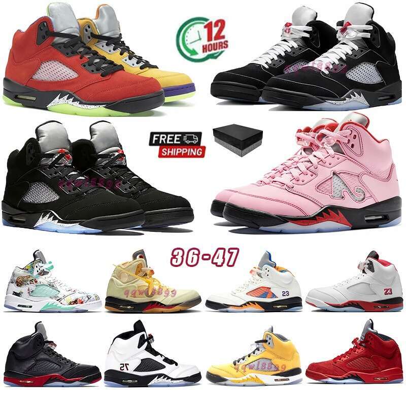 With Box Designer Shoes 5s Basketball Shoes 5 For Mens Womens Military Blue Bred White Thunder Red Cement Pine Green Sail Olive Seafoam Mens Trainers Sneakers 36-47