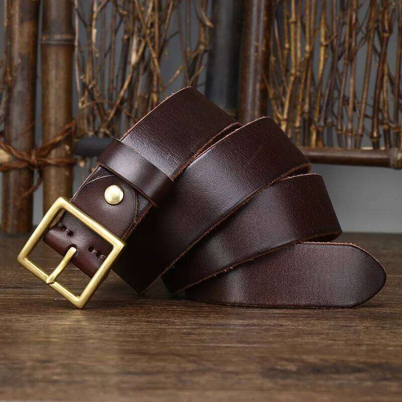 3.3CM Pure Cowhide Genuine Leather for Men's Women High Quality Jeans Brass Buckle Belts Cowboy Fashion Designer Matching Belt S260228