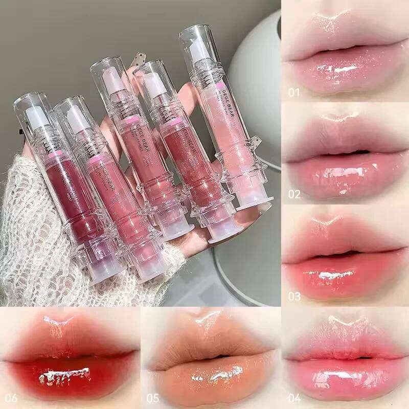 Gege Bear Ice Beet Gloss Honey, Pressed Type Lip Gloss, Balm Smooth, Rich Atmosphere, Explosion, Glitter, Transparen H260302