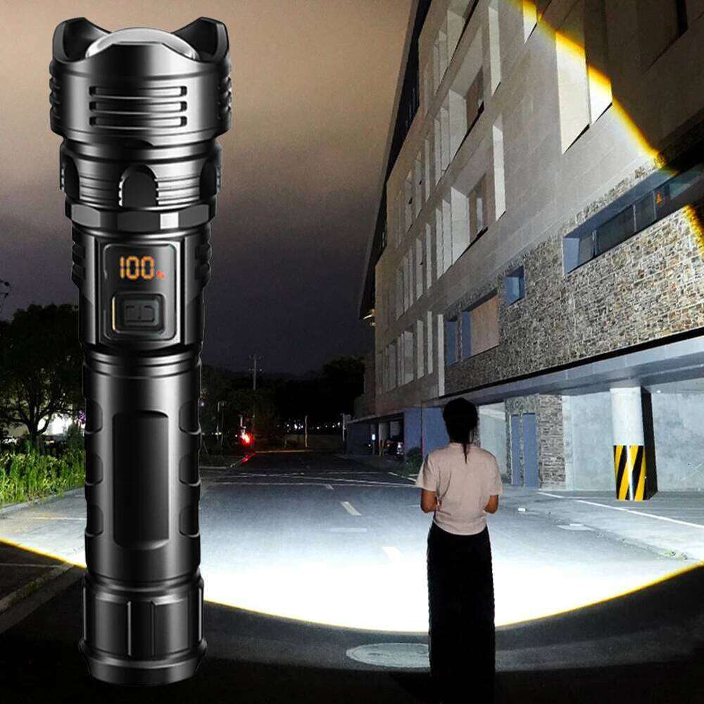 10W White Laser USB Charging Telescopic Focus Torch Display High Power Flashlight Waterproof for Camping Hiking Z260301