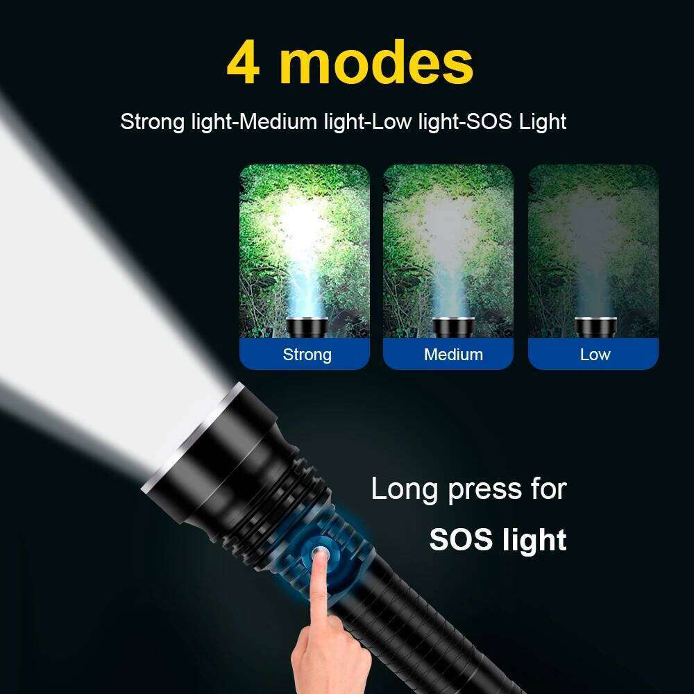 Most Powerful LED Flashlight Super Bright Underwater Lantern Professional 800M Dive Torch IPX8 Scuba Diving Light Z260301