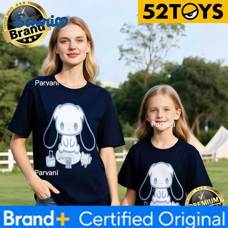 Sanrio 2026 Autumn-Winter Trending Cinnamoroll Game Time Print 100 Cotton Parent-Child T-Shirts High Quality Loose Casual Clothing H260302