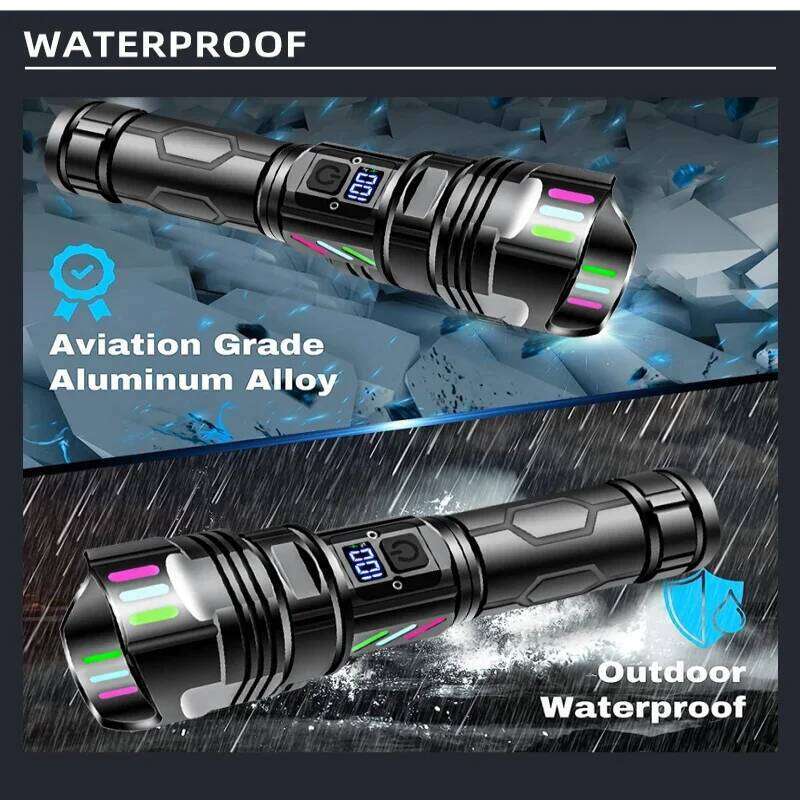 NEW 9000LM Rechargeable LED Flashlights White Laser Lamp Beads 3000m Super Bright Flashlight Powerful Lantern Camping Torch Z260301