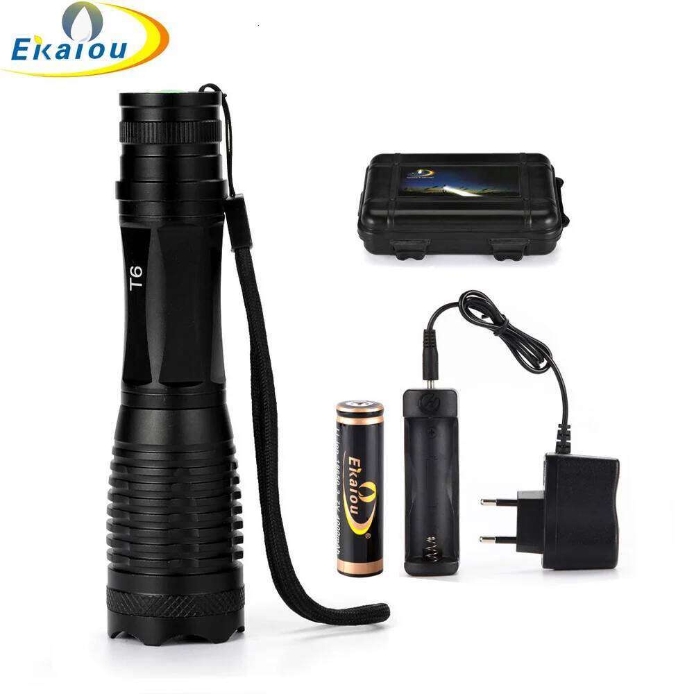 LED Tactical Flashlight 5 Modes Zoomable Water Resistant Handheld 18650 AAA Torch For Camping Hiking Outdoor Emergency Fishing Z260301