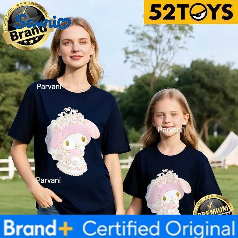 Sanrio 52TOYS My Melody Wedding Print Family T-shirts 2026 Summer 100 Cotton Casual Loose Parent-Child Y2k Tees Single Piece3Pcs H260302