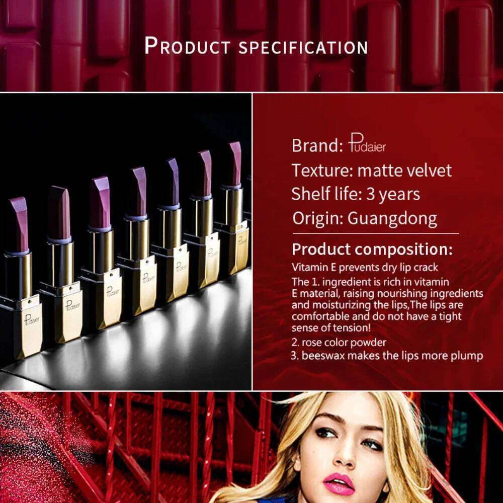 Pudaier 5 Color Matte Mirror Moisturizing stick Lipgloss Sets Makeup Non-Sticky Cup Velvet Nude Liquid Lip Tint Lipstick H260302