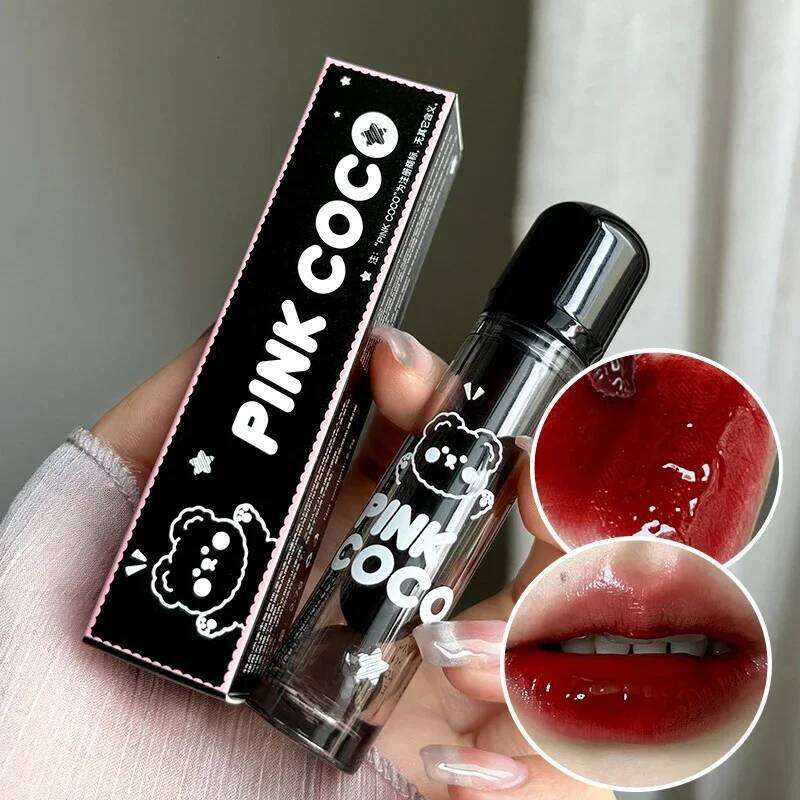 Dark Brown Mirror Lip Glaze Water Light Moisturizing Non-stick Cup Highly Pigmented Red Liquid Lipstick Lips Makeup Cosmetic H260302