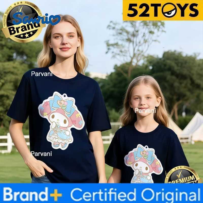 Sanrio 52TOYS My Melody Dress Print Family T-shirts 2026 Summer 100 Cotton Casual Loose Parent-Child Y2k Tees Single Piece3Pcs H260302