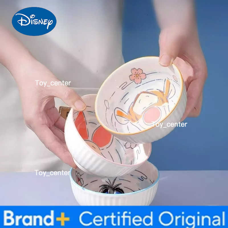 Disney Pooh Bear Household Ceramic Bowl Cute Styling Rice Bowl Anti-wear Tableware Childrens Birthday Gifts H260302