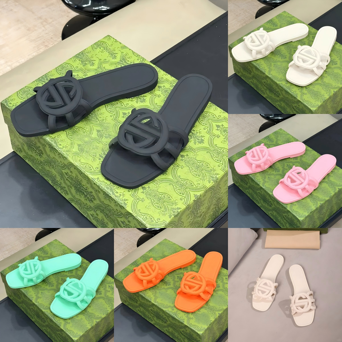 Designer Sandals Women's Slippers Rubber Slippers Women's Flat Beach Jelly Orange Summer Autumn Mules Outdoor Waterproof Luxury Sandals 01