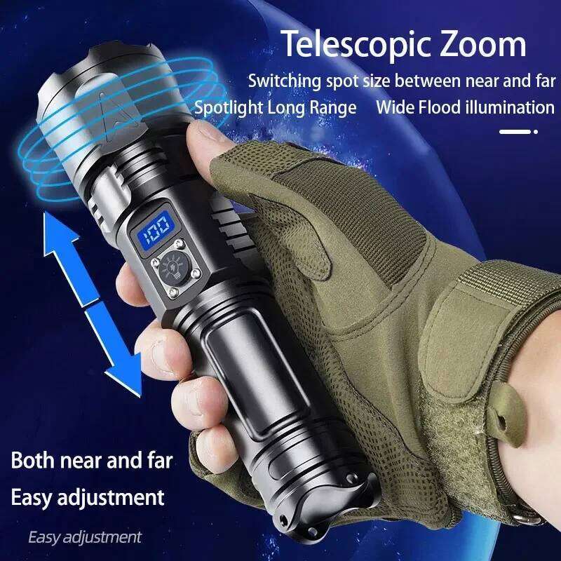 Portable White Laser Flashlights High-power Telescopic Zoom Torch Lamp Waterproof Camping Emergency 5 Modes Lighting Flashlight Z260301