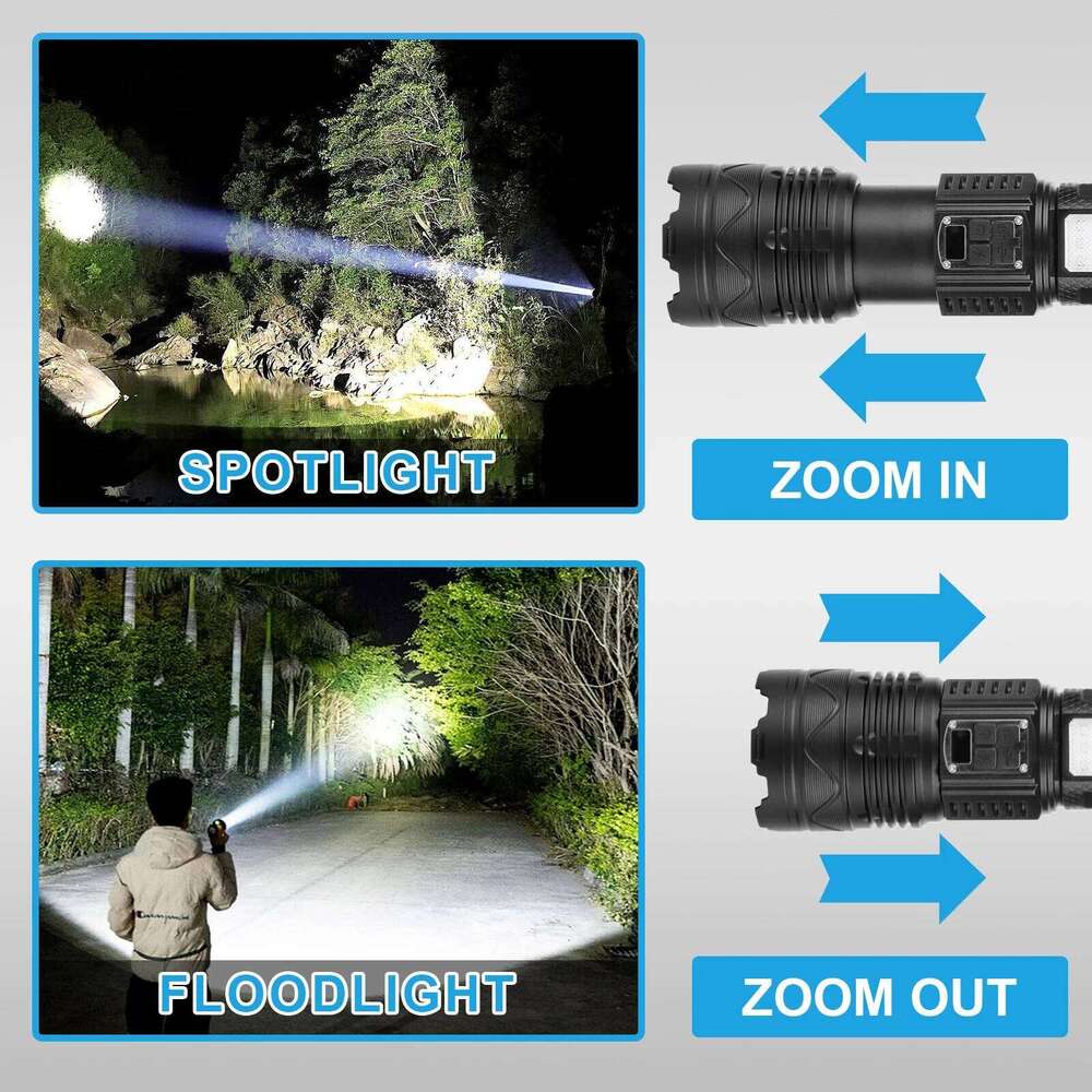 Large Strong Light Flashlight Charging Super Bright Laser Outdoor Spotlight Long Range LCD Display Portable and Hangable T Z260301