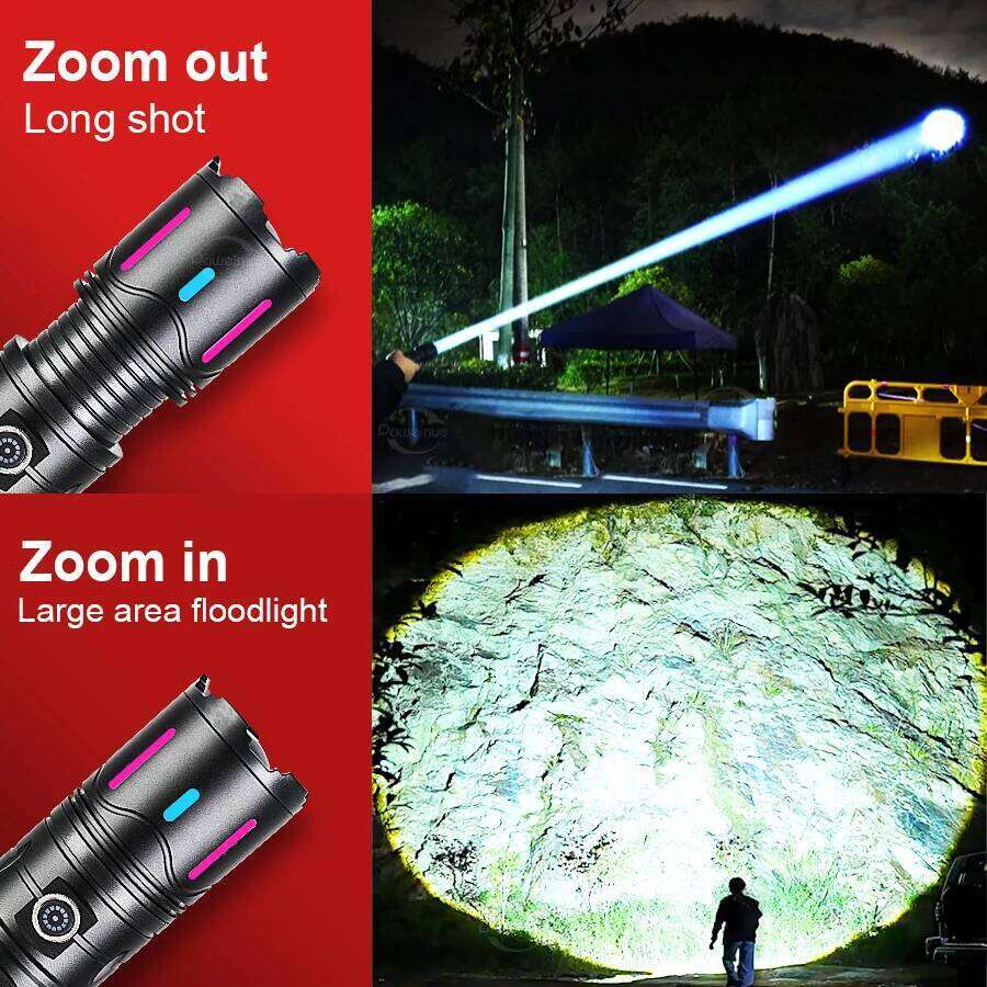 800W Ultra Powerful Led Flashlight Long Shot 3km Torch Built-in 10000mAh Rechargeable Light Super Bright Outdoor Camping Lantern Z260301