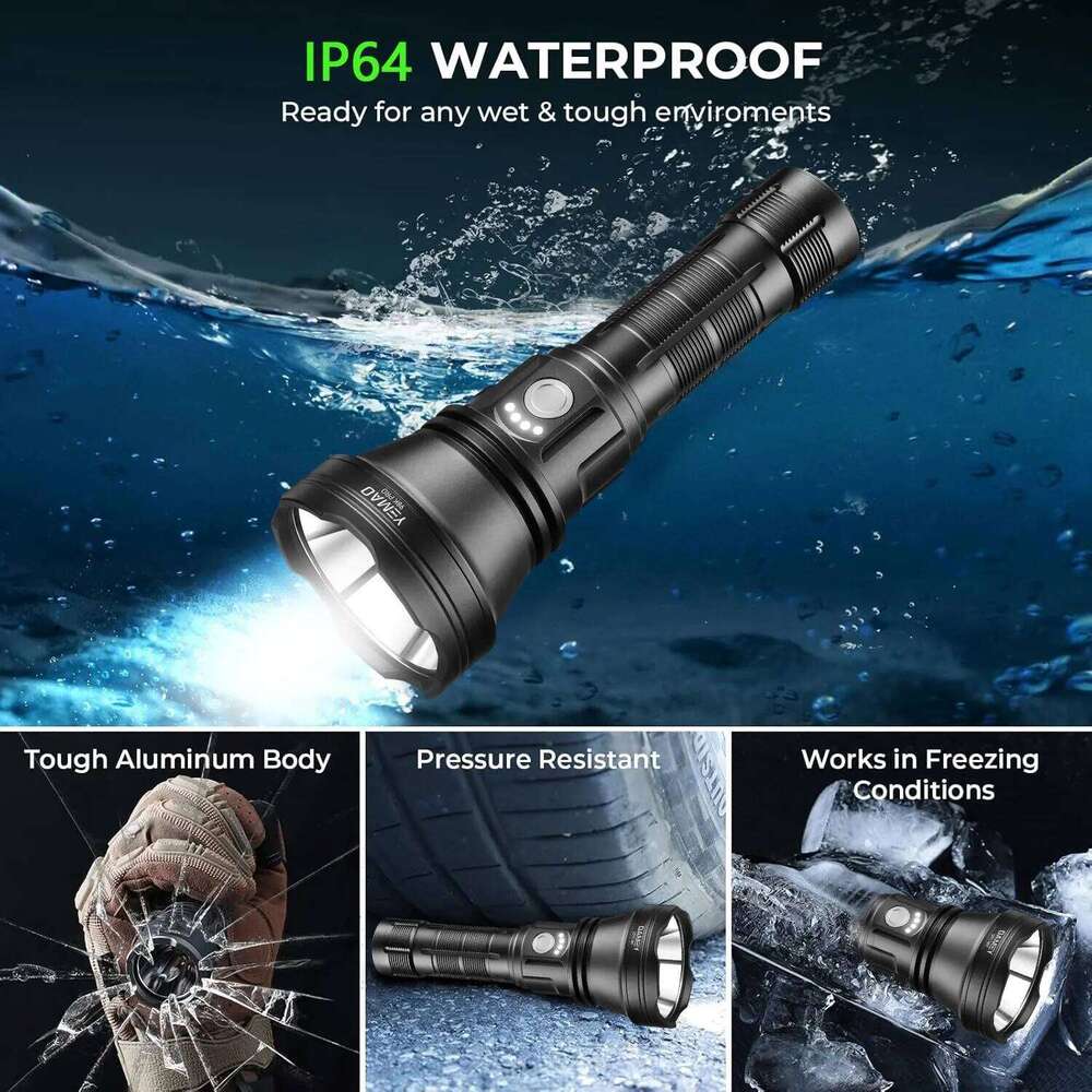 YEMAO 98KPro High Power Flashlight 2800LM Rechargeable 21700 Battery LED Flashlights 6 Modes with Memory 900m Throw Alloy Torch Z260301