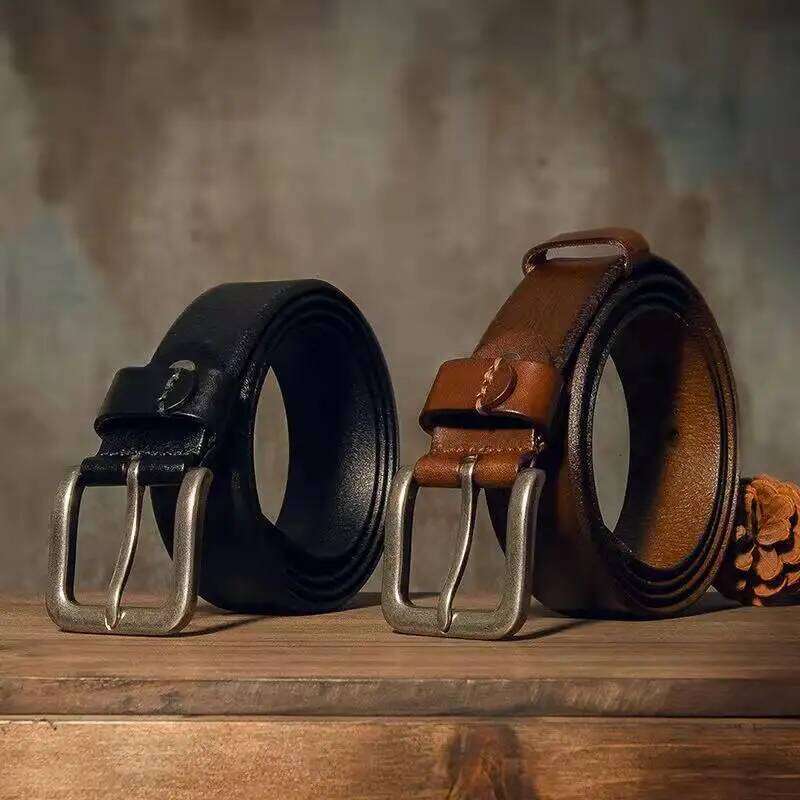 Top genuine leather belts for men luxury designer high quality Retro casual style buckle vintage cowboy male belt 2021 S260228