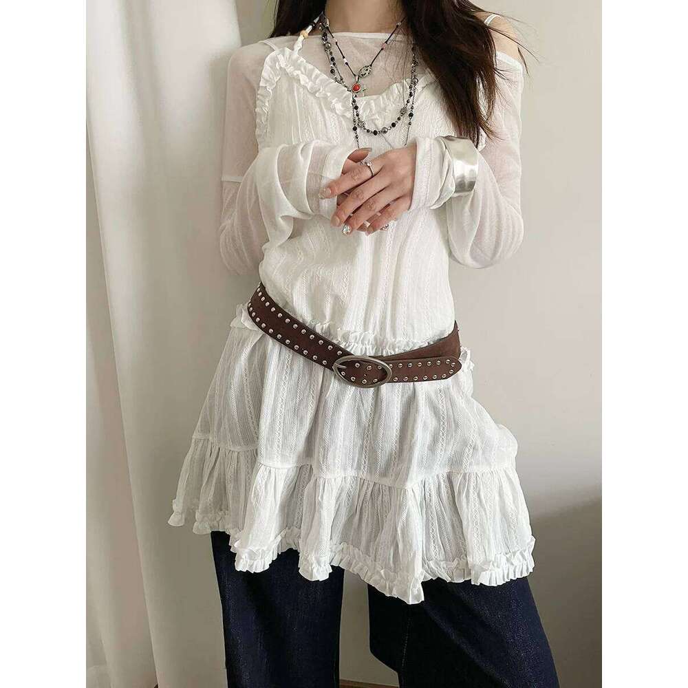 Women's American Y2K Rivet Minority Personal Design Retro Antelope Hair Belt for Skirts and Jeans S260228