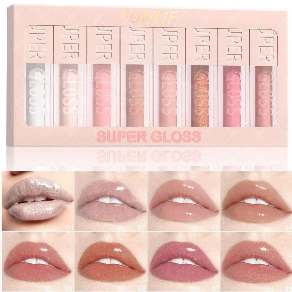 High-shine Lip Gloss Set Shimmer Pearlescent Lipstick Easy Color Waterproof Sweat-proof Non-stick to Cup Non-fading H260302