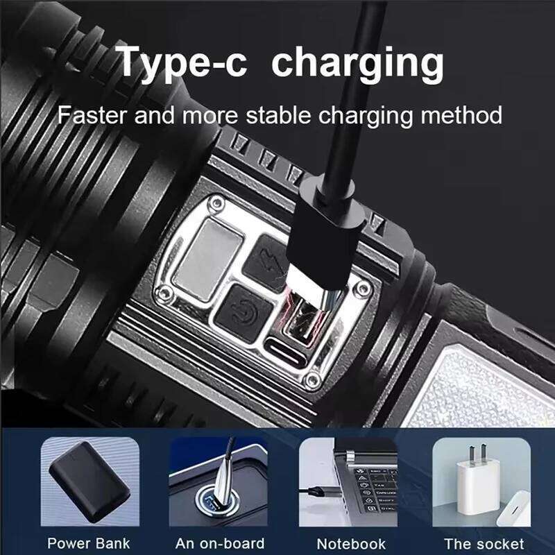 High Power Super Big Flashlight Rechargeable Most Strong LED Flash Light Long Range Torch Outdoor Built in Battery Z260301
