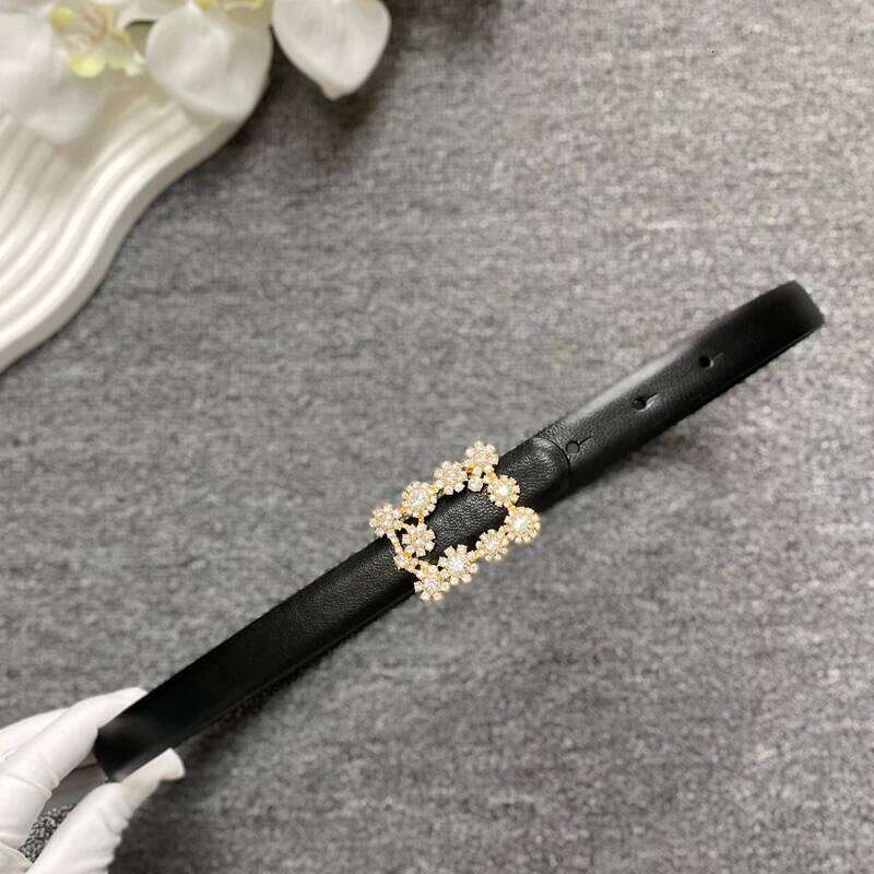 Diamond sheepskin belt with decoration, dress, fashionable leather women's pants belt, slim waist seal S260228