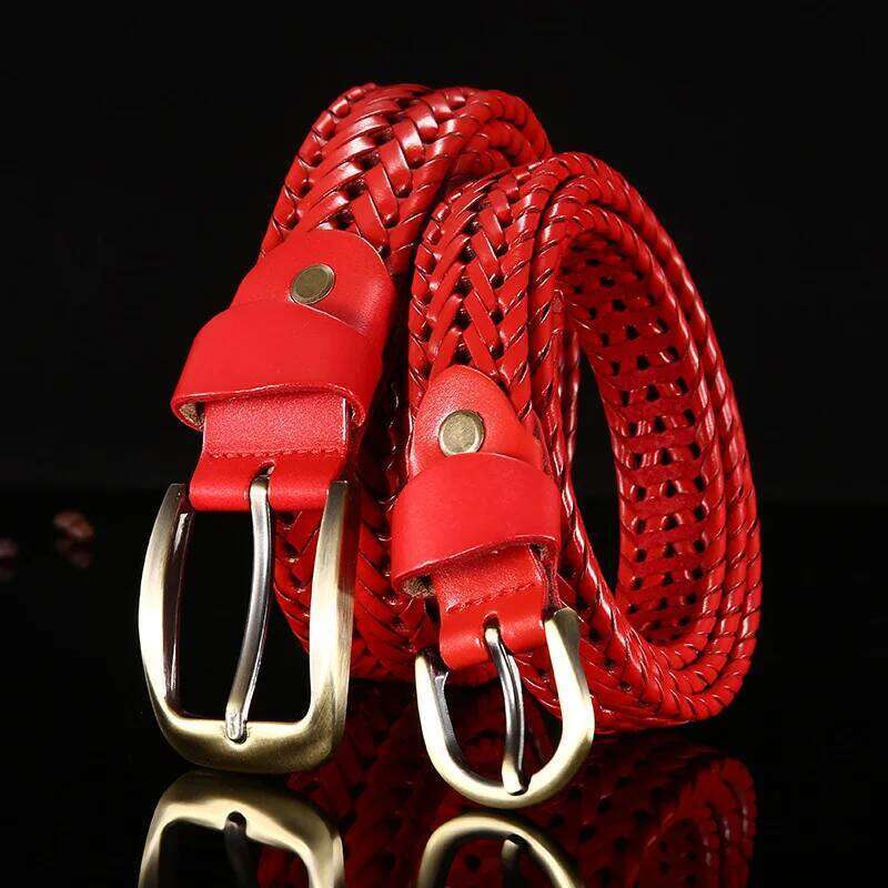 Women Braided for Men's Woven Belt Luxury Genuine Leather Cow Straps Hand Knitted Designer Men red Jeans Girdle Male Belts S260228