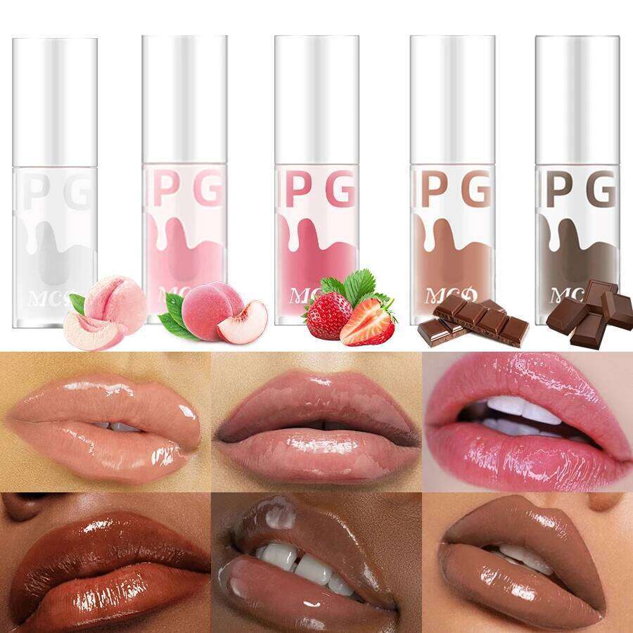 Crystal Jelly Moisturizing Oil Plumping Gloss Care of the Lips Makeup Lip Balm Korean Liquid Lipstick Cosmetic 5 Colors H260302