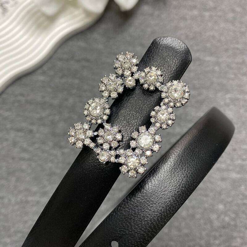 Diamond sheepskin belt with decoration, dress, fashionable leather women's pants belt, slim waist seal S260228