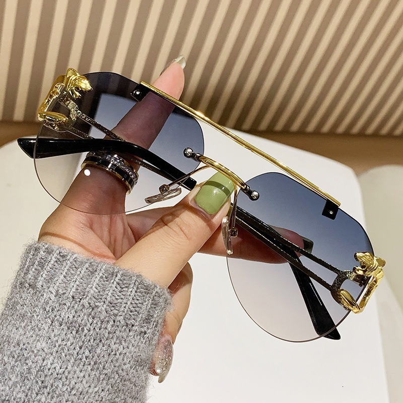 European And American New Cross-border Fashion Men's And Women's Sunglasses With Large Face Shape Slim Fit Leopard Print Designer Sun Lens W