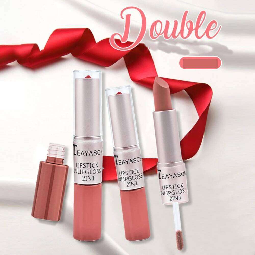 Double-Ended Velvet Matte with Long-Lasting Effect, Brightening Complexion-Enhancing Pen for Autumn and Winter, Non-Transfer Matte, Valentine's D