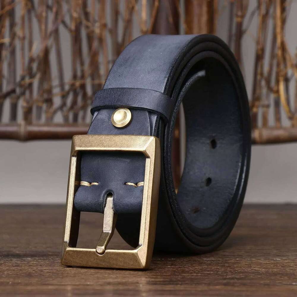 3.9CM Thickened Top Cow Genuine Leather Belts for Men Luxury Designer High Quality Copper Buckle Vintage Jeans Cowboy Male Belt S260228