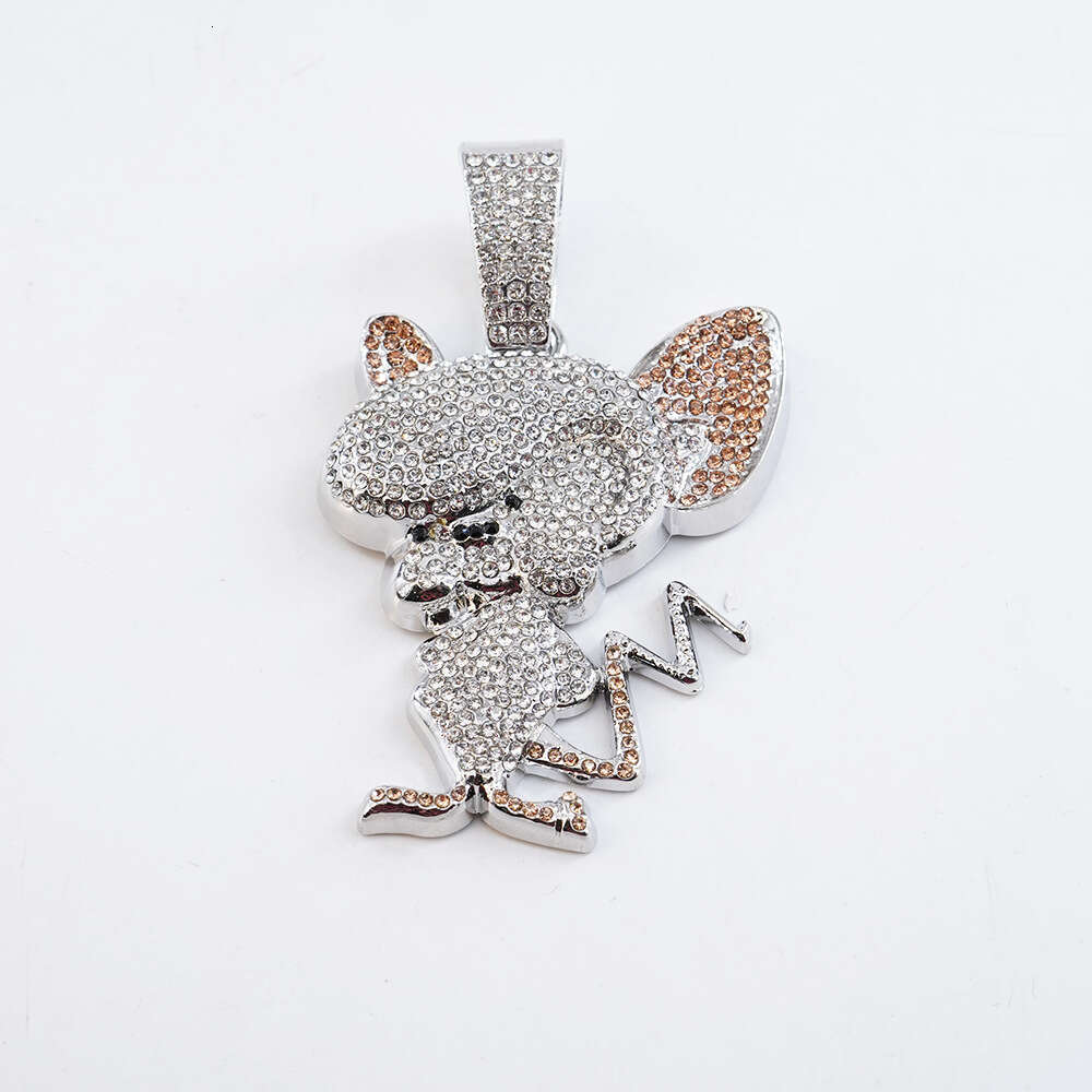 New European And American Style Alloy Cartoon Animal Full Diamond 3D Pendant Necklace Fashion Versatile Men's Accessory