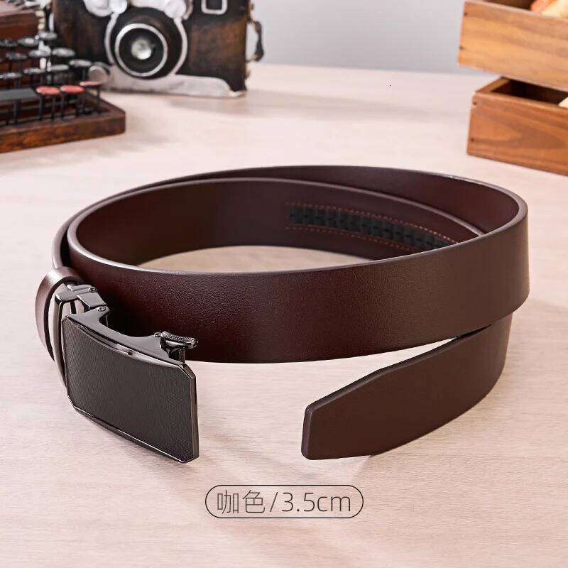 Men's trousers Pants Vintage Cowhide leather luxury Designer Stomach Harness Natural Automatic belt man Fashion Straps S260228