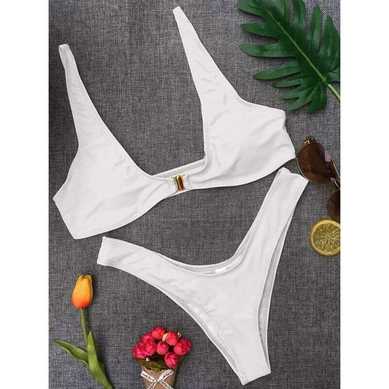 Sexy Backless Set Swimwear Women Solid Split Bathing Suit Bikini Push Up Summer 2025 New Beach Vacation Two Piece Sets Z260301