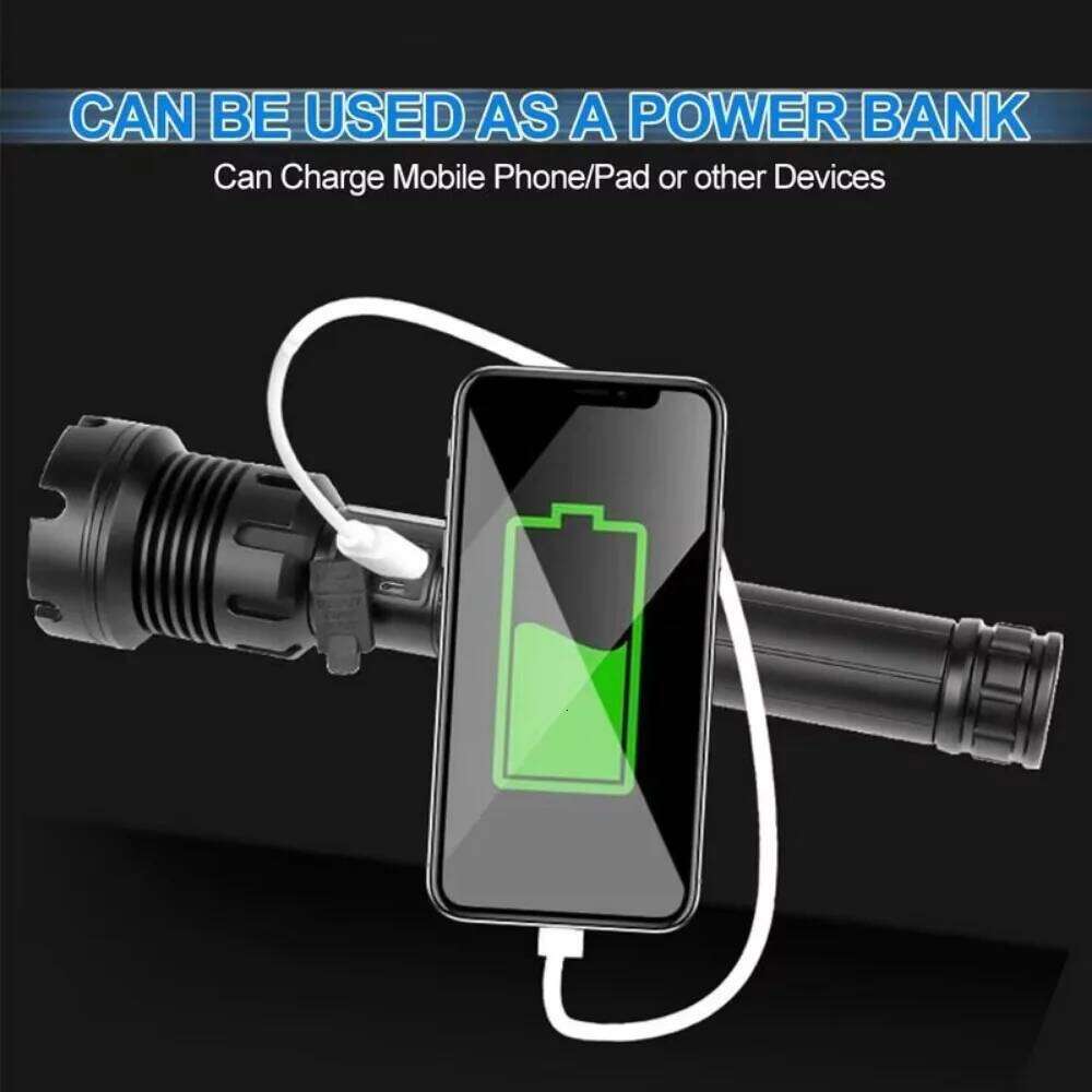 Super Powerful XHP90.2 LED Flashlight USB Rechargeable Tactical 26650 Battery Zoom Camp Torch Waterproof Hunting Light Z260301
