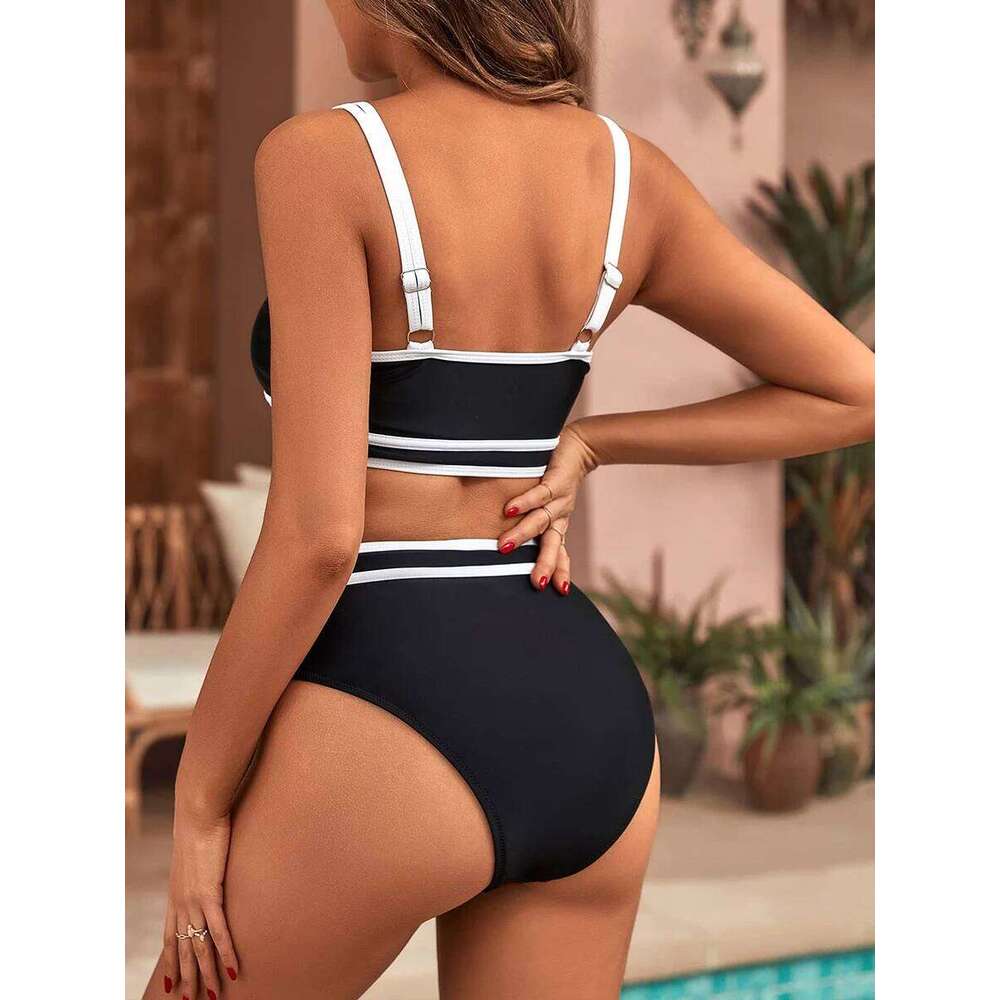 Sporty Strappy Bikinis 2025 Women High Waist Swimsuit Solid Sexy Swimwear Female Bathers Bathing Swimming Swim Suit Beachwear Z260301