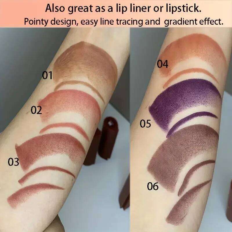 Matte lip liner and lipstick dual-purpose - crayon form, conical tip, purple & red tones, long-lasting waterproof, perfect gift H260302