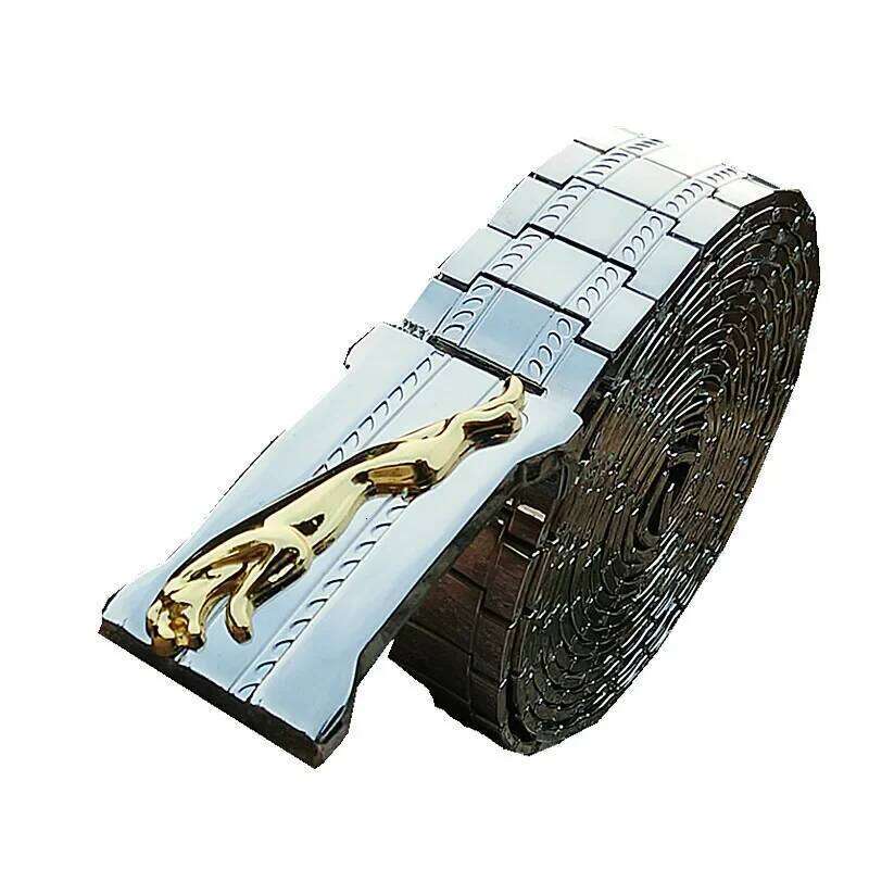 Panther Men's Stainless steel Punk style self-defense metal waistband Z G Cheetah Buckle Special Personalized Belt S260228
