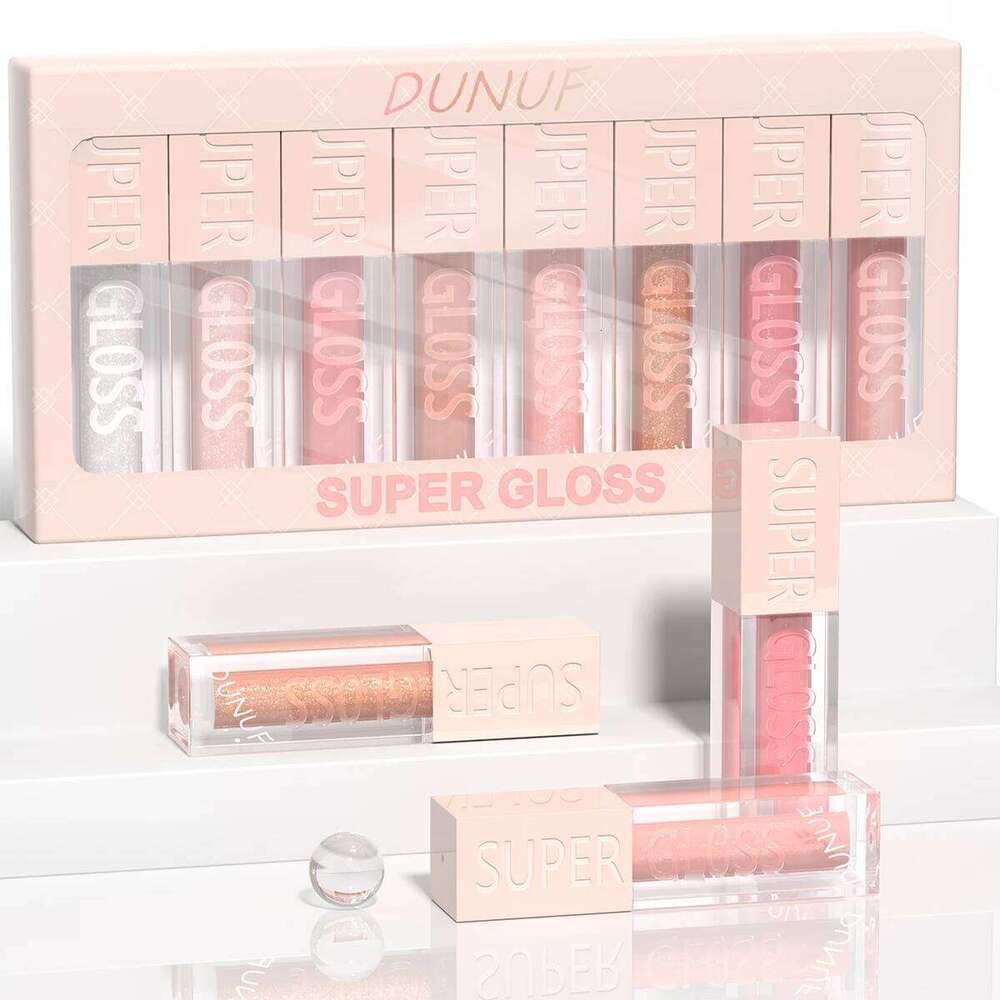 High-shine Lip Gloss Set Shimmer Pearlescent Lipstick Easy Color Waterproof Sweat-proof Non-stick to Cup Non-fading H260302