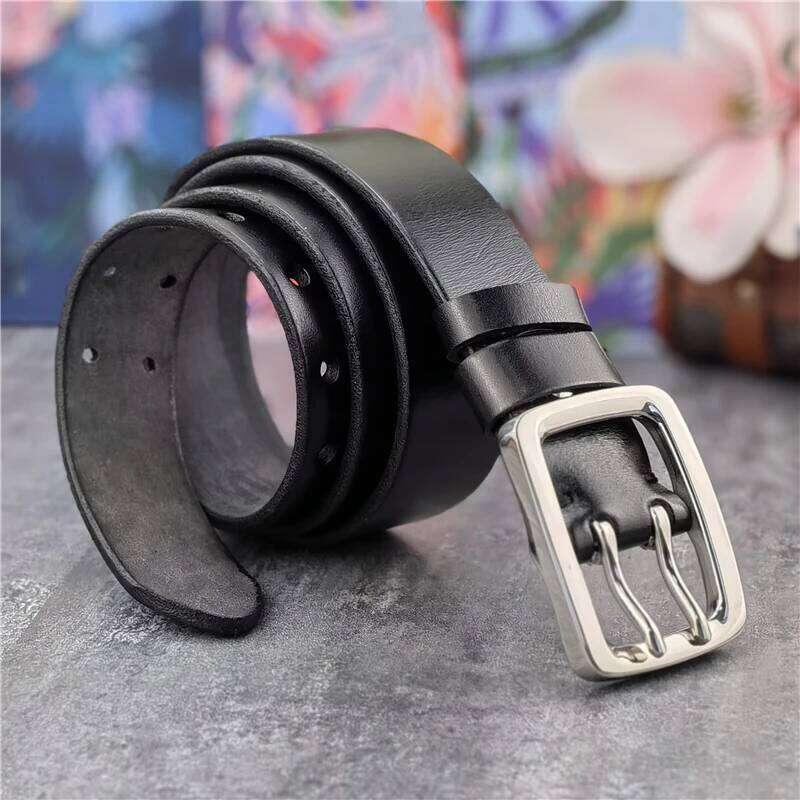 38MM Double Pin Stainless Steel Buckle For Luxury Genuine Leather Men Ceinture Men's Belt SBT0017 S260228