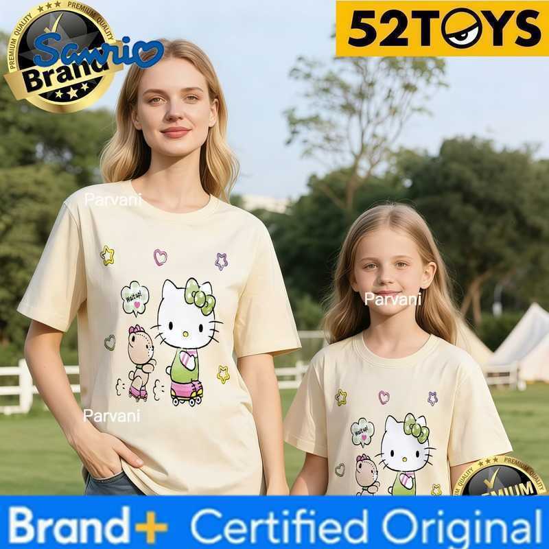Sanrio 52TOYS Hello Kitty Friend Print Family T-shirts 2026 Summer 100 Cotton Casual Loose Parent-Child Y2k Tees Single Piece3Pcs H260302