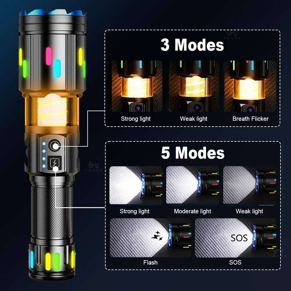 White Laser Flashlights High Torch Rechargeable LED Flashlight Tactical Power Bank Camping Lantern Outdoor Hiking Fishing Z260301