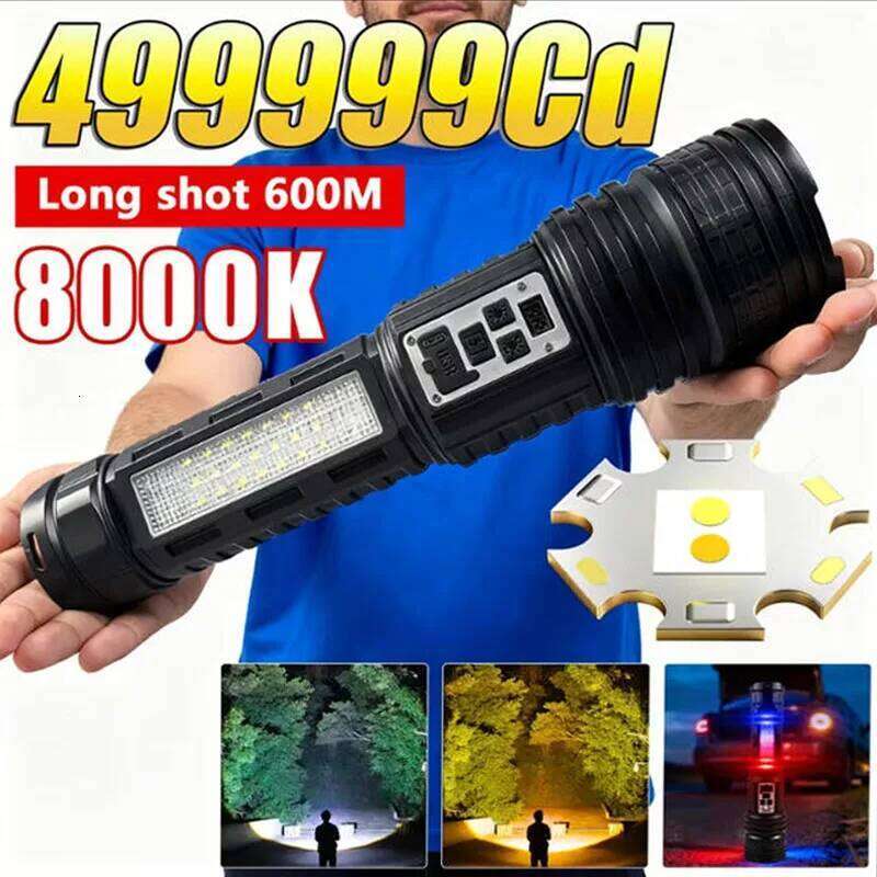 High Power LED White/Yellow USB Rechargeable Tactical Torch Light Super Powerful Flashlight for Camping Fishing Z260301