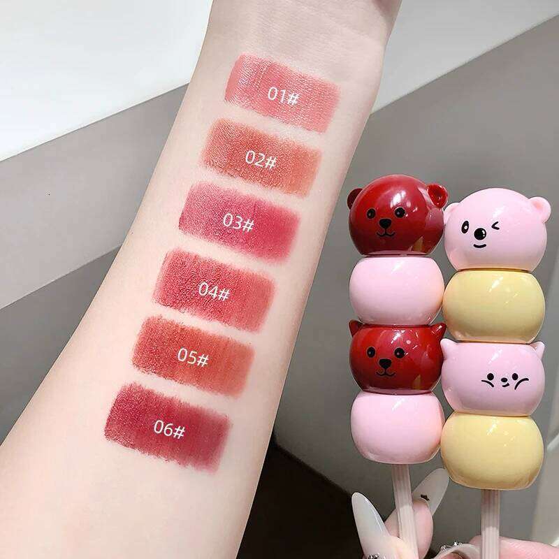 Gege Bear Matte Velvet Cute Candied Haws Mud Cream Lip Clay Long-lasting Color Non-drying Lipstick H260302