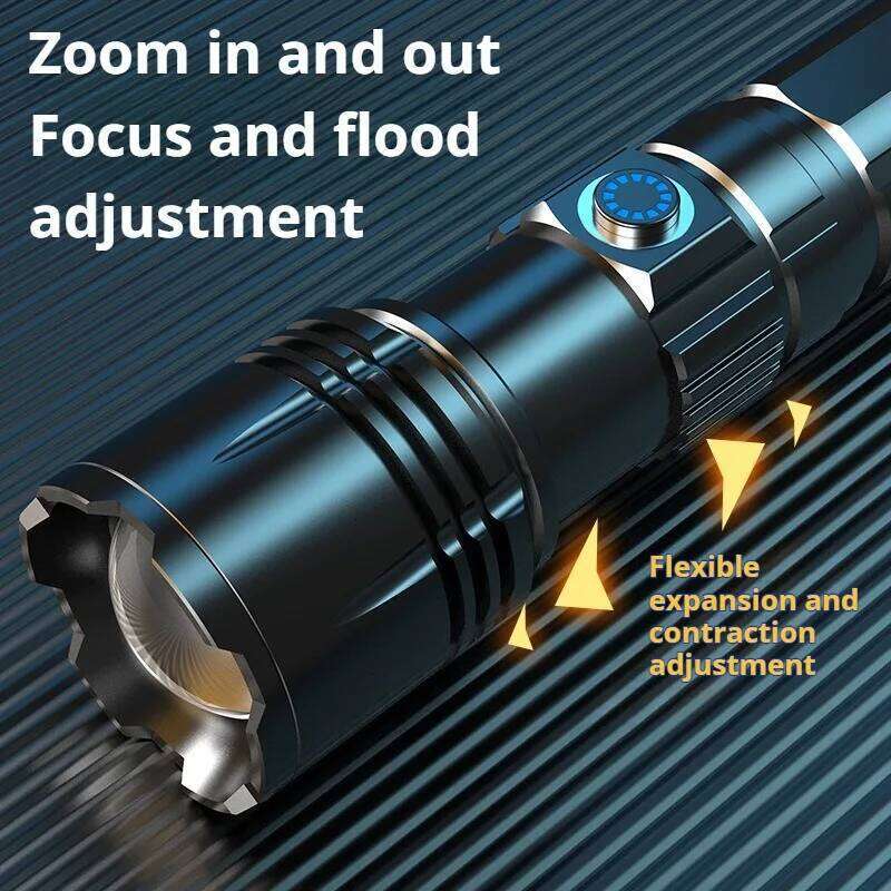 High Brightness White Laser Flashlight Aluminum Alloy Telescopic Zoom Rechargeable Torch Built-in Battery Outdoor Camping Hiking Z260301