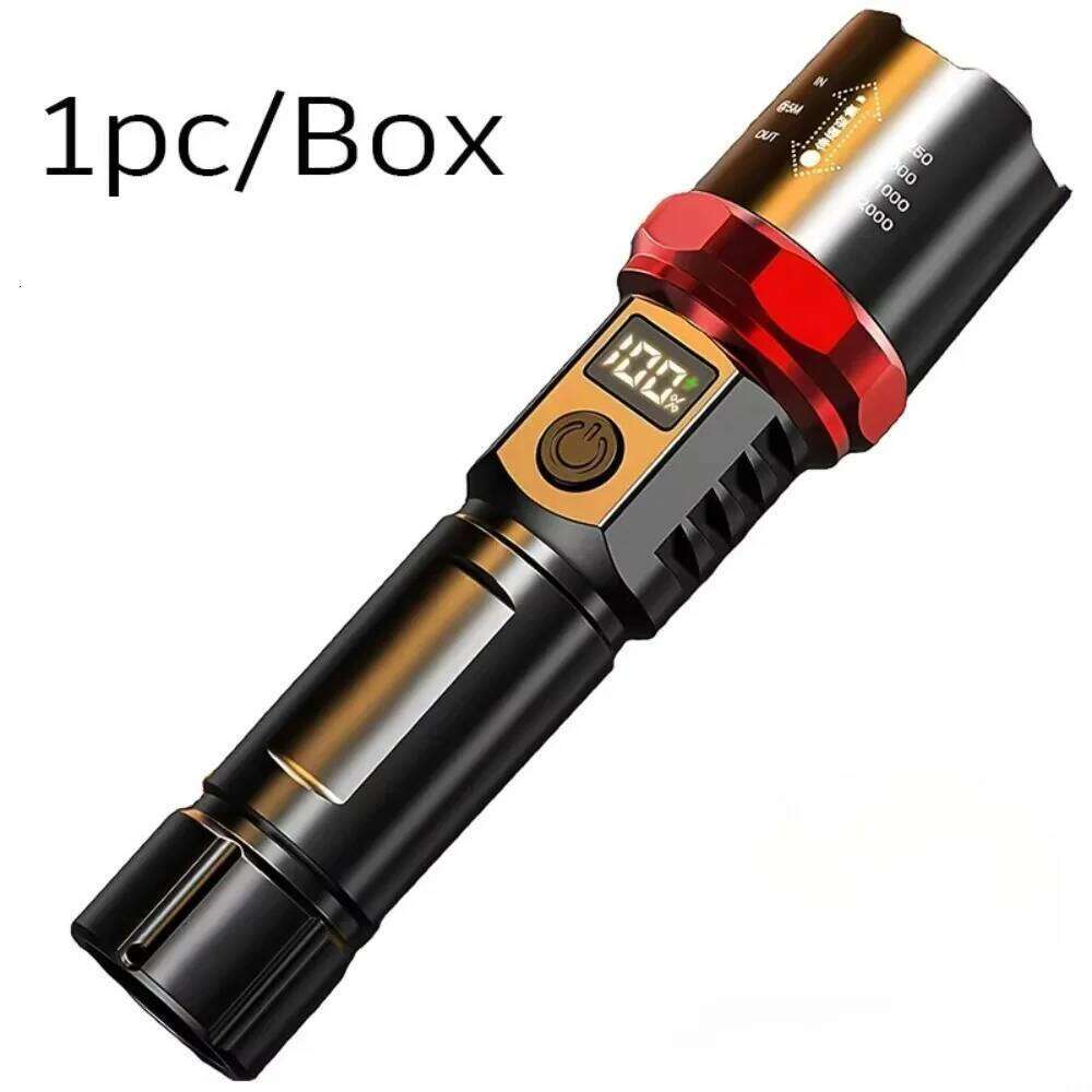 Rechargeable Super Bright Zoomable Flashlight with Digital Display High Lumens Long-range Beam for Outdoor Home Emergency Z260301