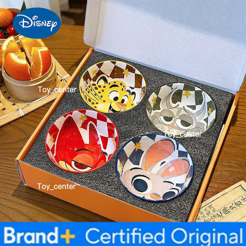 Disney Zootopia Cute Cartoon Animal 4 Pieces Ceramic Bowl Set Gift Boxed Creative Tableware Dessert Bowl For Home Kitchen H260302