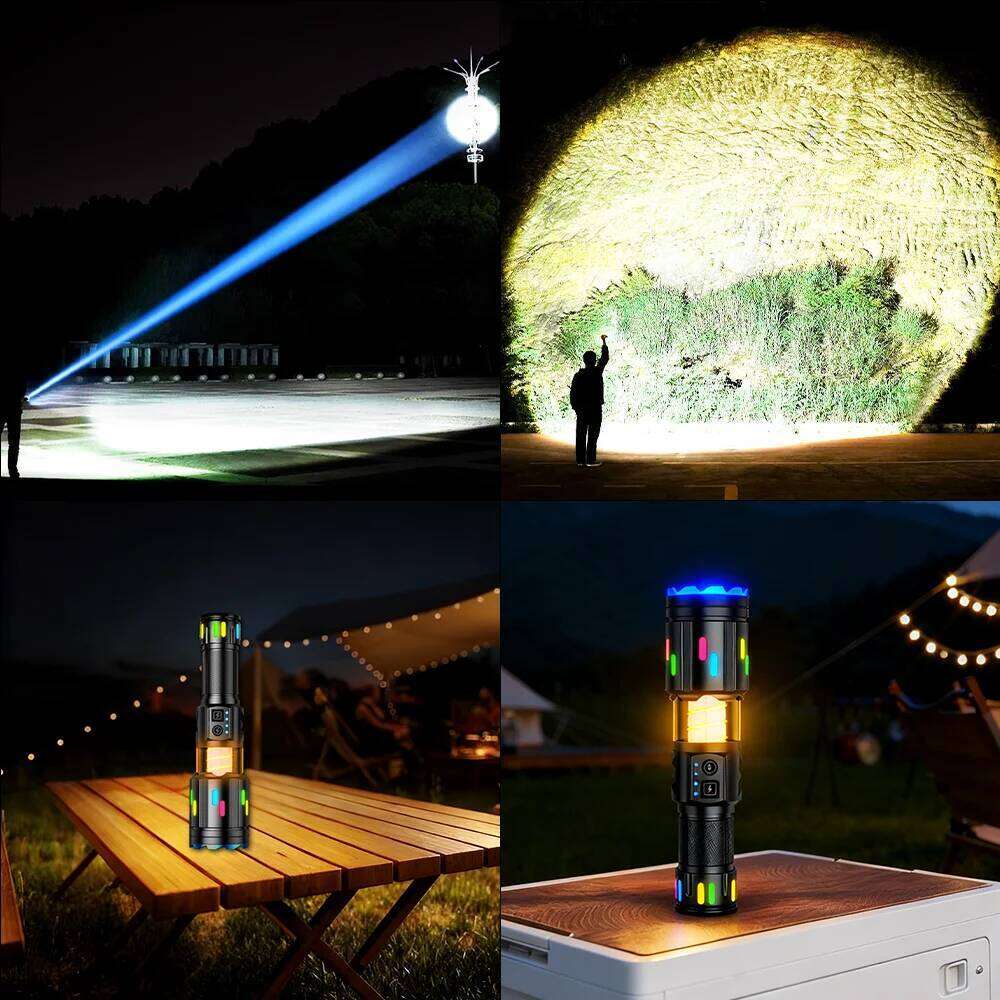 White Laser Flashlights High Torch Rechargeable LED Flashlight Tactical Power Bank Camping Lantern Outdoor Hiking Fishing Z260301