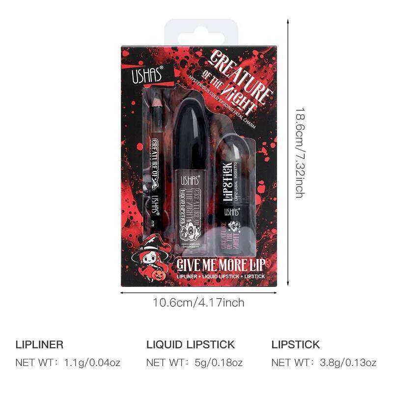 Long Lasting Velvet Lipstick Set Matte Non Transfer Waterproof Lip Gloss Liner Combo High Color Intensity Halloween Makeup H260302