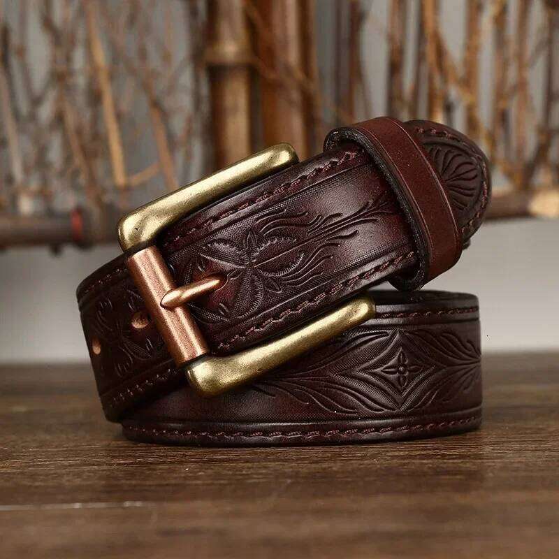 3.8CM Pure Cowhide High Quality Genuine Leather Belts for Men Brand Strap Male Brass Buckle Engrosar Jeans Cowboy Cintos Luxury S260228